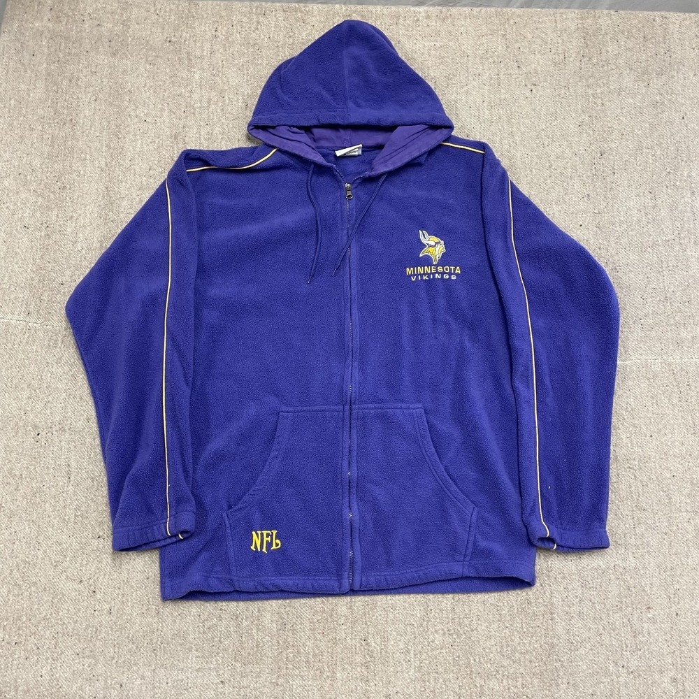 Vintage Minnesota Vikings Fleece Zip Up Hoodie Men Large Blue 2000s‎ NFL